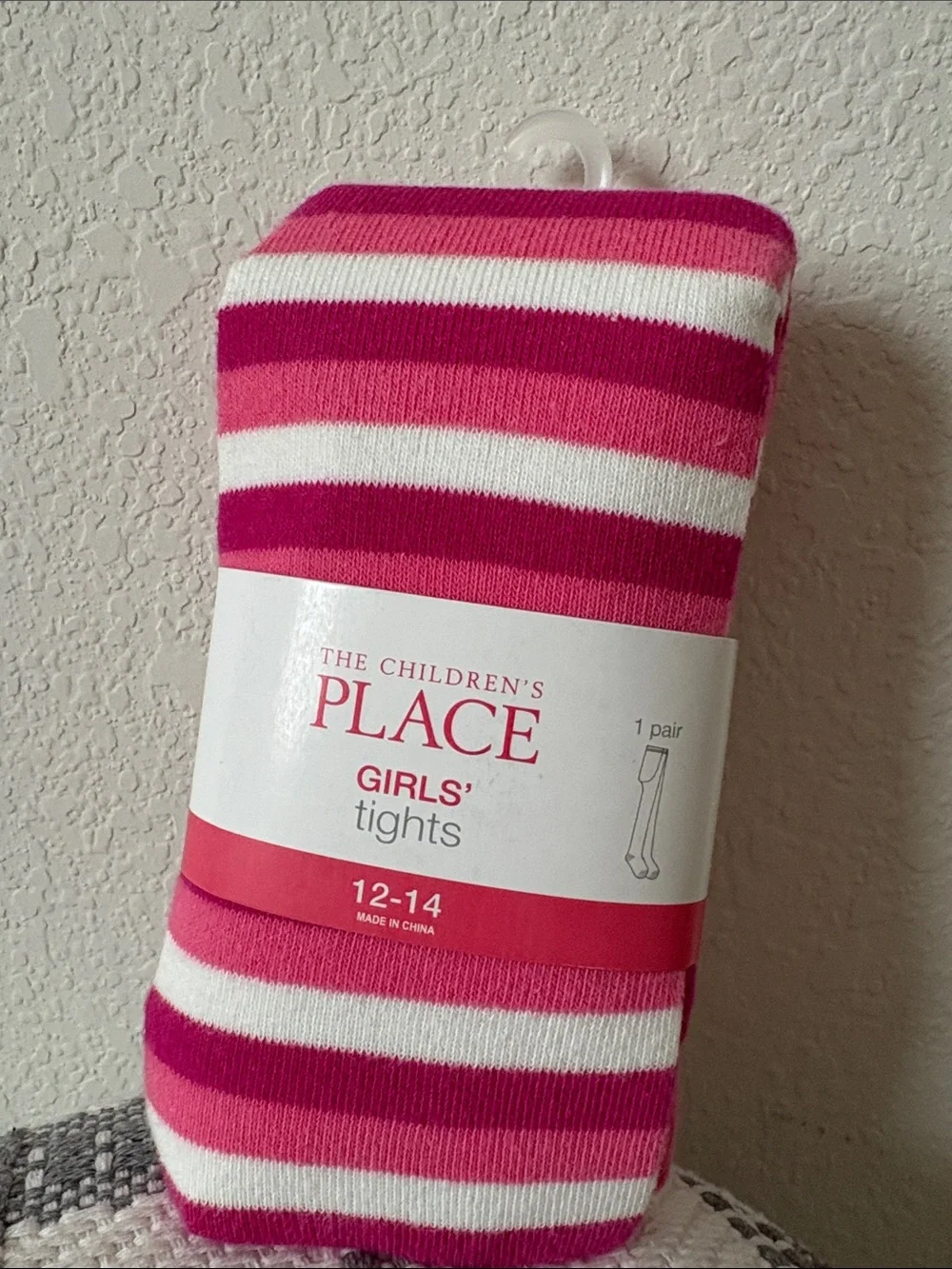 The Children's Place Girls' Pink and White Striped Tights